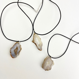 Natural Druzy Cord Necklace