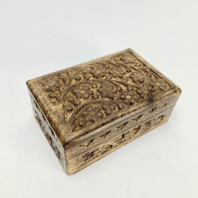 Floral Carved Wooden Crystal Box