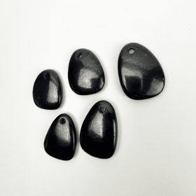 Shungite Tumbled Stone | Drilled Pendant | 35-45mm