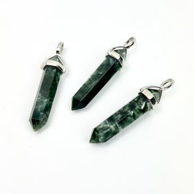 Seraphinite | Hexagon Point Pendant w/ Silver Hook