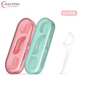 10pcs/box Dental Floss Stick Portable Box Disposable Toothpicks Interdental Brush Floss Deep Teeth Cleaning Dental Floss Random