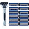 1pcs Beard Shaver Rack +12 pcs 6-Layer Blades Manual Beard Shaver Manual Hand Safety Razor 6PCS 6-Layer Blade ABS Grip Anti-slip