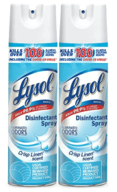 Lysol Disinfectant Spray, Sanitizing and Antibacterial Spray, For Disinfecting and Deodorizing, Crisp Linen, 19 Fl. Oz (Pack of 2)