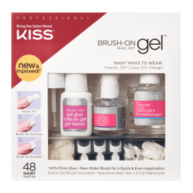 KISS Brush-On Gel Nail Kit, French & Natural Tips, 48 Count