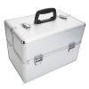 Portable Aluminum Makeup Storage Box with Keys White