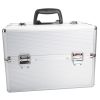 Portable Aluminum Makeup Storage Box with Keys White