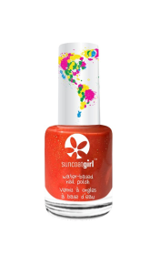 Suncoatgirl water-based peel off nail polish for kids (Color: Cherry Blossom (reddish orange w/ gold glitter), size: 9ml/ea)