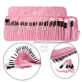 Sculptor 32 Piece High Quality Wooden Makeup Brush Set (Color: pink)