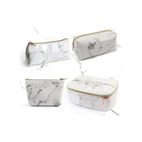 Mirabella 4 in 1 Marbled Cosmetic Bags (Color: Marbled White)