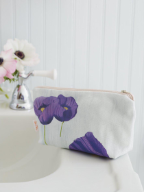 Makeup Bag (Color: Purple Poppies on Snow)