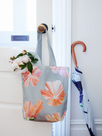 Tote Bag (Color: Hibiscus on Grey)