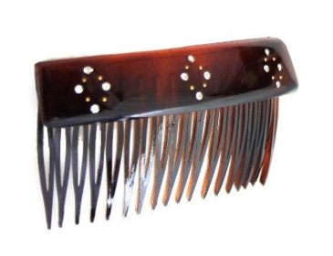 Lip Back Comb with Crystal Stones (in Tortoise Shell) (Color: Diamond)