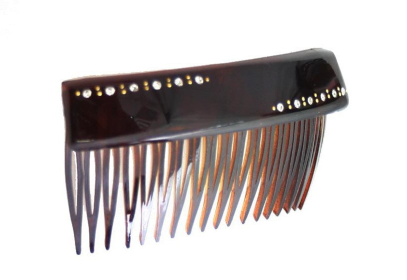 Lip Back Comb with Crystal Stones (in Tortoise Shell) (Color: Line)