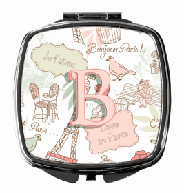 Monogram Letter Compact Mirror (Color: Love in Paris Pink, size: 2.75 x 3)