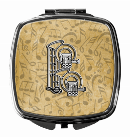 Monogram Letter Compact Mirror (Color: Musical Instrument, size: 2.75 x 3)