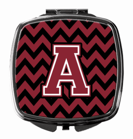 Monogram Letter Compact Mirror (Color: Chevron Garnet and Black, size: 2.75 x 3)