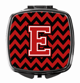 Monogram Letter Compact Mirror (Color: Chevron Black and Red, size: 2.75 x 3)