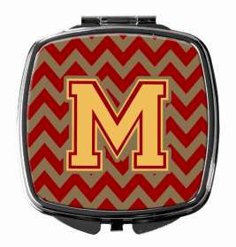 Monogram Letter Compact Mirror (Color: Chevron Garnet and Gold, size: 2.75 x 3)