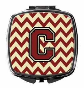 Monogram Letter Compact Mirror (Color: Chevron Maroon and Gold, size: 2.75 x 3)