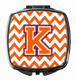 Monogram Letter Compact Mirror (Color: Chevron Orange and Regalia, size: 2.75 x 3)