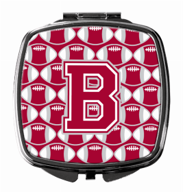 Monogram Letter Compact Mirror (Color: Football Crimson, grey and white, size: 2.75 x 3)