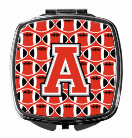 Monogram Letter Compact Mirror (Color: Football Scarlet and Grey Compact, size: 2.75 x 3)