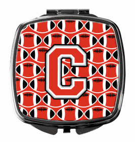 Monogram Letter Compact Mirror (Color: Football Scarlet and Grey, size: 2.75 x 3)