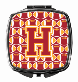 Monogram Letter Compact Mirror (Color: Football Cardinal and Gold, size: 2.75 x 3)